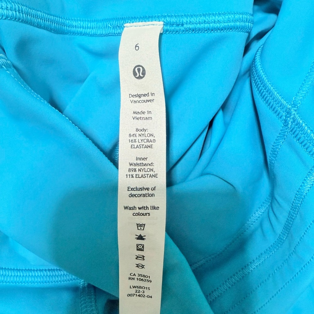 Lululemon High-Rise Leggings 28” Turquoise Blue | Buttery Soft Nulu - Picture 7 of 7